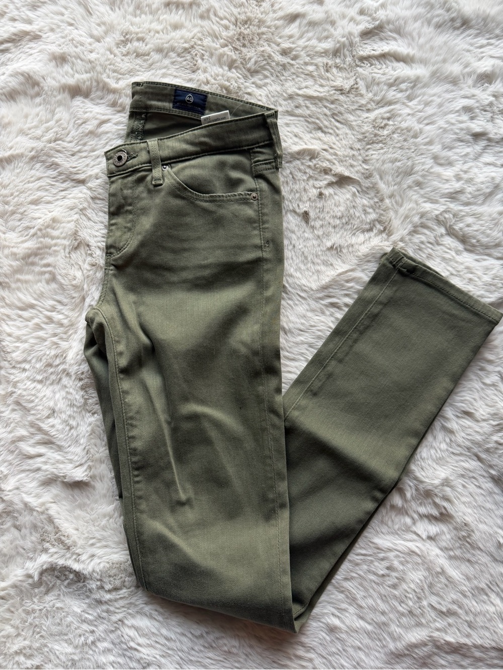 AG Adriano Goldschmied High-Rise Skinny Jeans in Olive